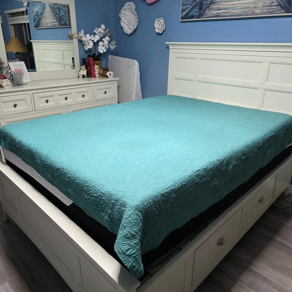 American Pacific Twin Quilt Southwest Teal 84"‎ x 68"